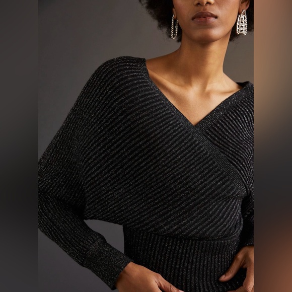 NWOT Anthropologie Shimmer Surplice Pullover - Picture 2 of 4